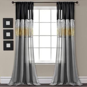 New Lush Decor Night Sky Window Curtain Panel Pair , 42" W x 95" L, Black & Gray